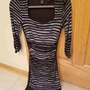 White house black market whbm Dress xxs 2xs Stripes, black with square neck